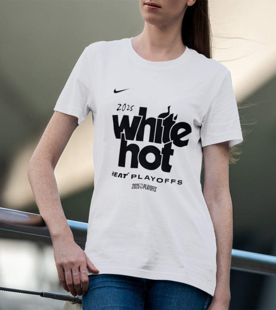 Miami Heat White Hot 2025 Playoffs NBA T-Shirt
