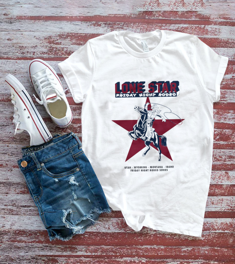 Lone Star Friday Night Rodeo Cowboy Lasso And Red Star T-Shirt