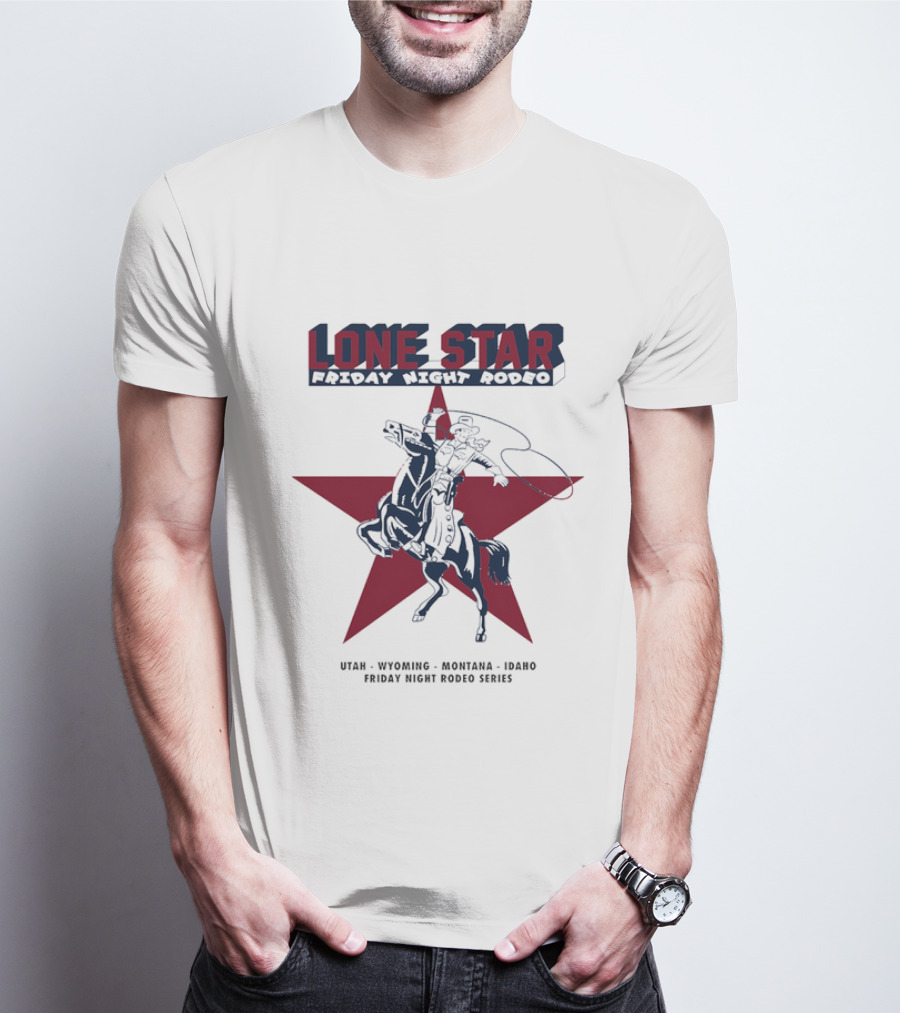 Lone Star Friday Night Rodeo Cowboy Lasso And Red Star T-Shirt