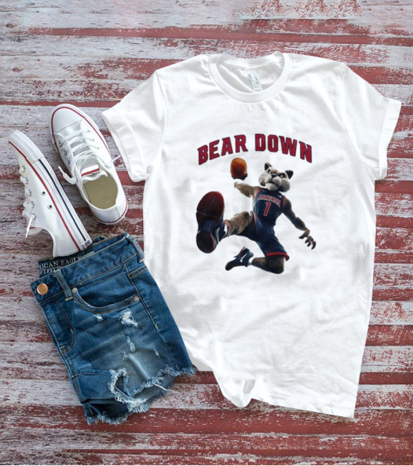 Bear Down Arizona Wildcats 2025 Mascot Basketball Action T-Shirt