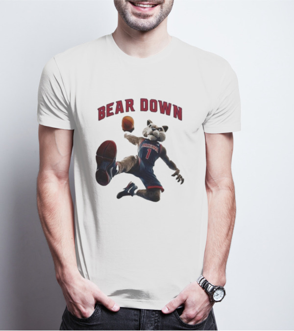 Bear Down Arizona Wildcats 2025 Mascot Basketball Action T-Shirt