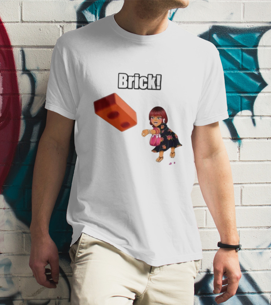 "Brick! Lushious Massacr Character With Red Brick" T-Shirt