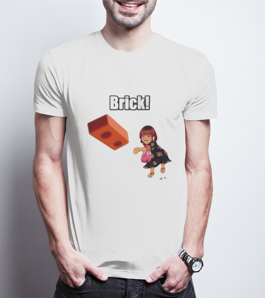 "Brick! Lushious Massacr Character With Red Brick" T-Shirt