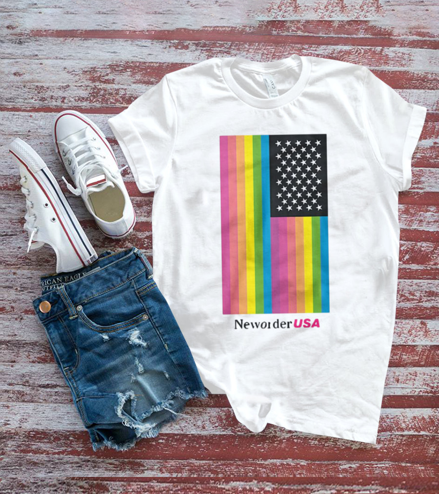 New Order USA Rainbow Flag Stars T-Shirt