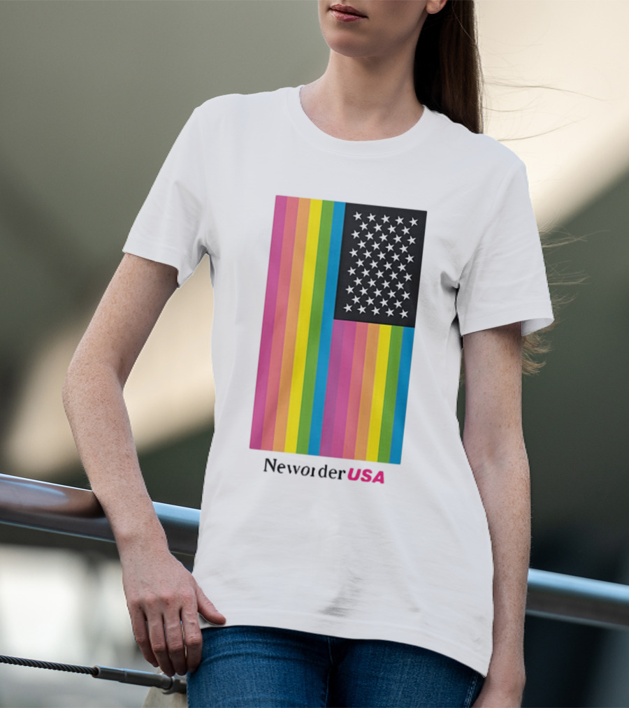 New Order USA Rainbow Flag Stars T-Shirt