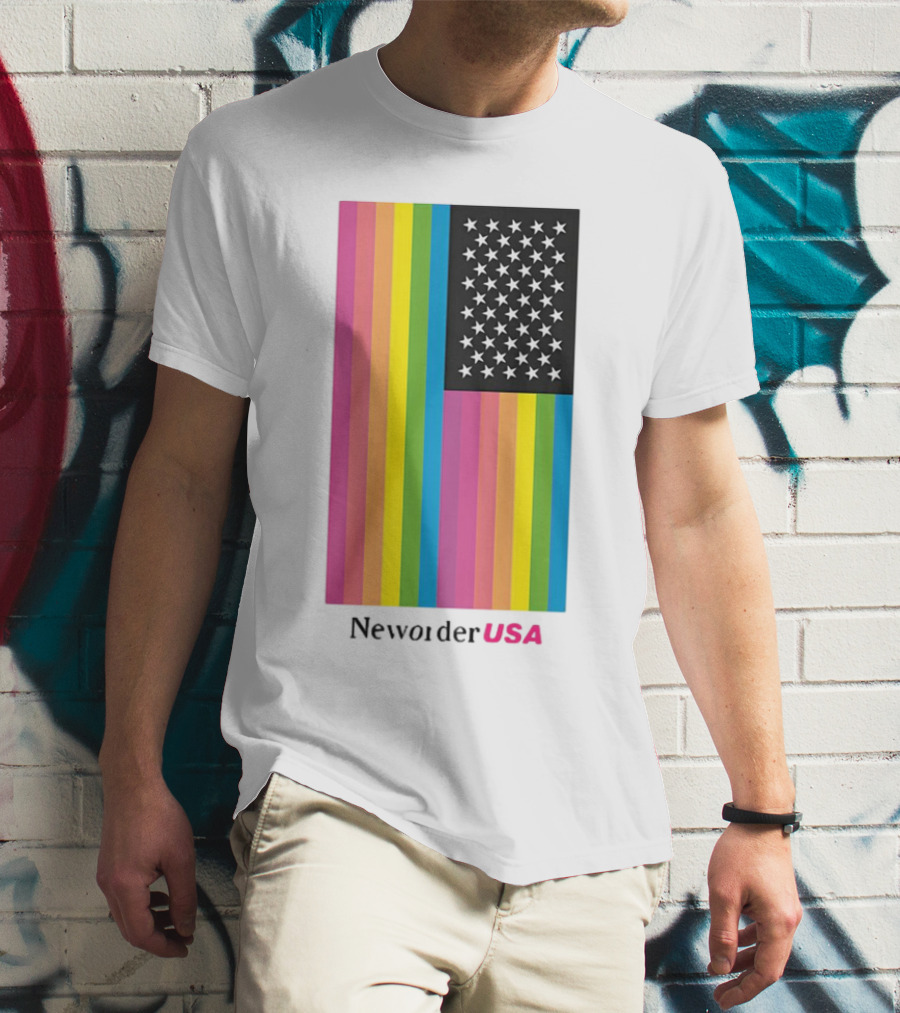 New Order USA Rainbow Flag Stars T-Shirt