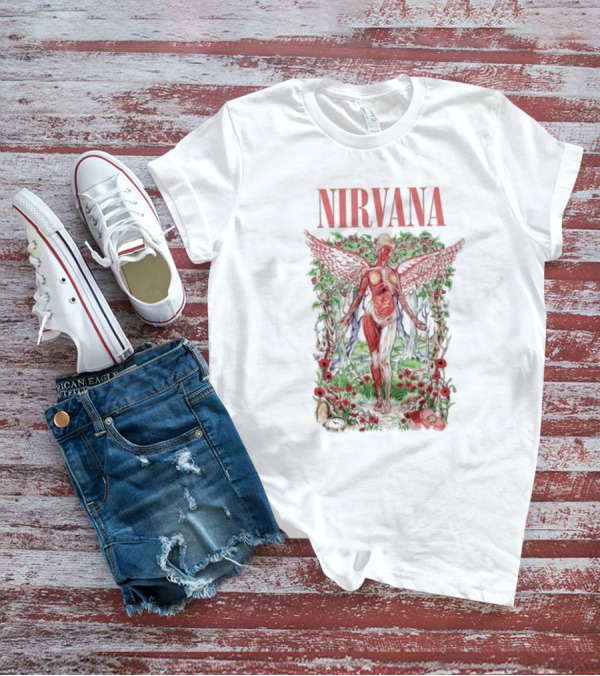 Nirvana In Utero Angel With Red Wings Amidst Wilderness T-Shirt