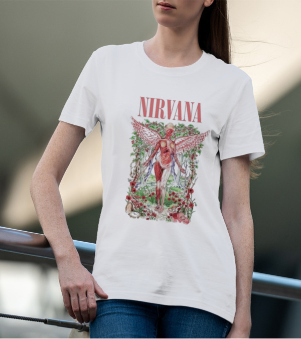 Nirvana In Utero Angel With Red Wings Amidst Wilderness T-Shirt