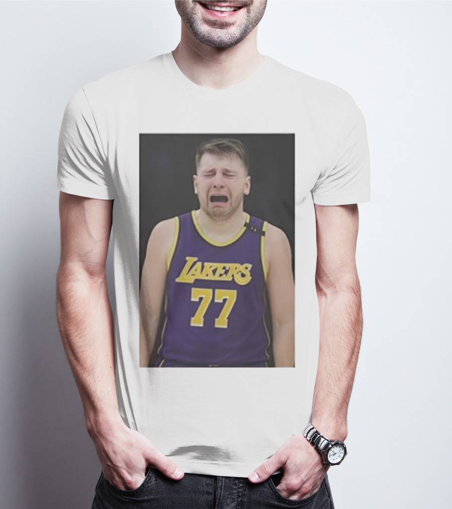 Luka Doncic Crying Lakers Jersey 77 Paul Lambert Justin Gaard T-Shirt