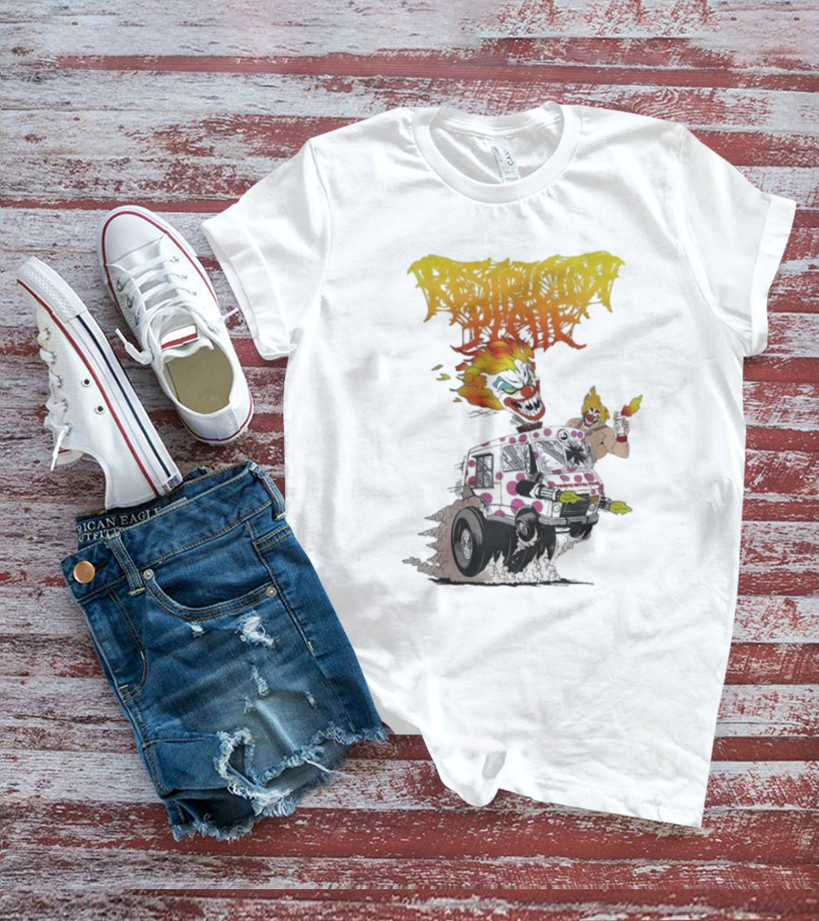 Restrictor Plate Twisted Metal Tour 2025 Flaming Clown Ice Cream Truck Explosion T-Shirt