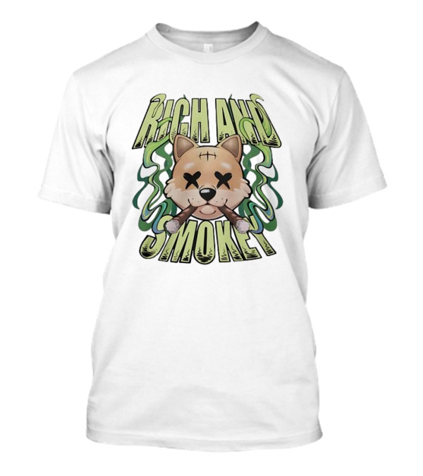 Rich And Smokey Shiba Inu With Crossed Eyes And Cigars T-Shirt