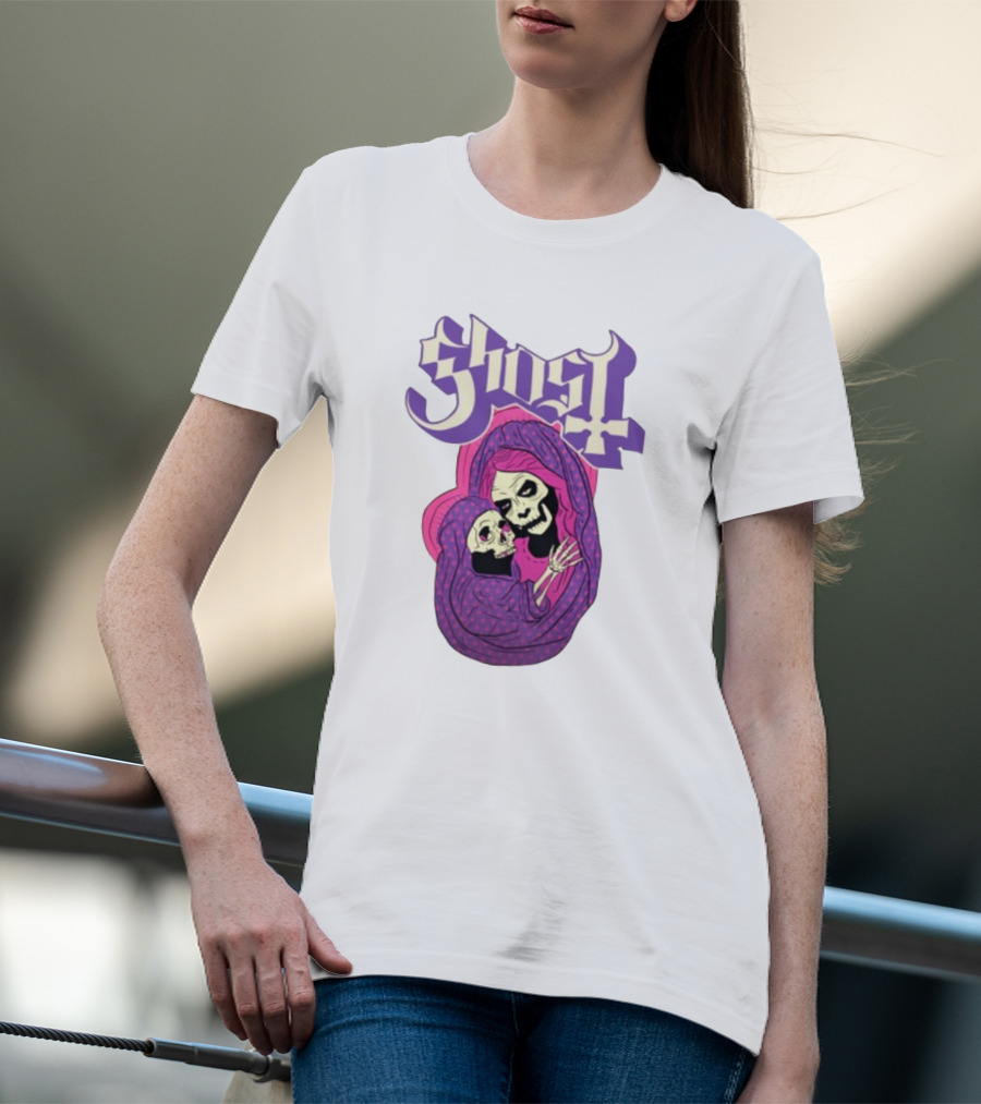 Rockabilia Ghost She Is The Light The Warmth The Power Without Her I Am Lost Hail Mom Skeletons Hugging T-Shirt