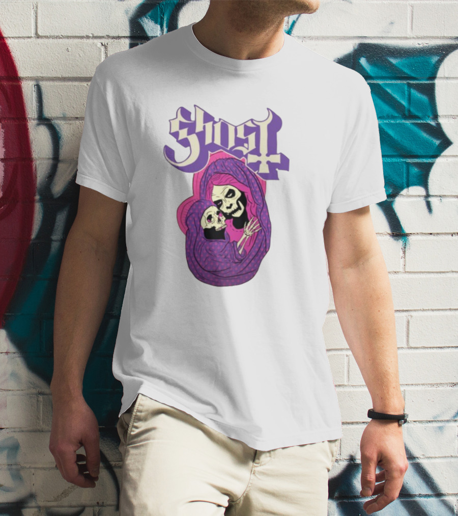 Rockabilia Ghost She Is The Light The Warmth The Power Without Her I Am Lost Hail Mom Skeletons Hugging T-Shirt