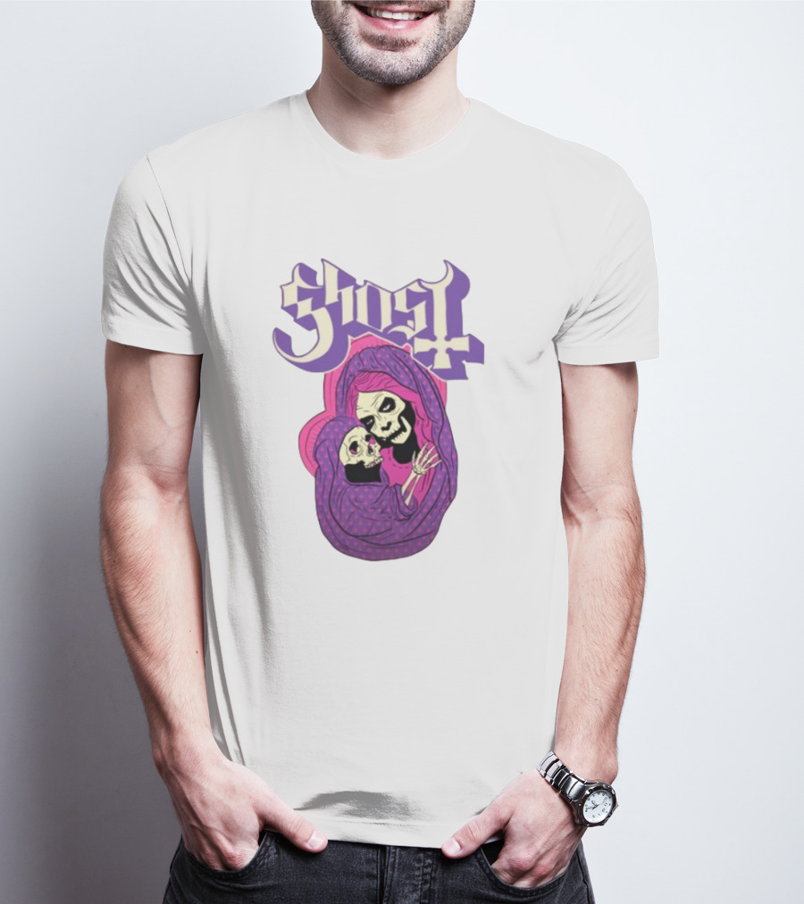 Rockabilia Ghost She Is The Light The Warmth The Power Without Her I Am Lost Hail Mom Skeletons Hugging T-Shirt