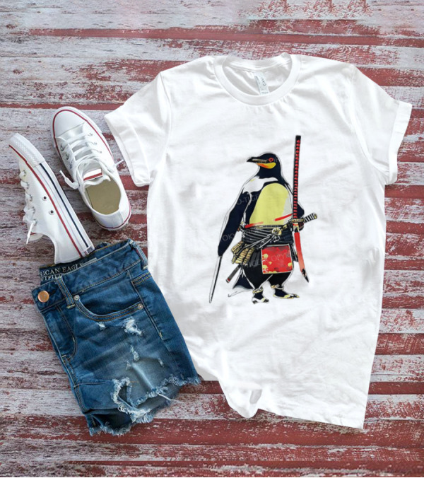 Samurai Penguin Katana Warrior With Traditional Armor T-Shirt