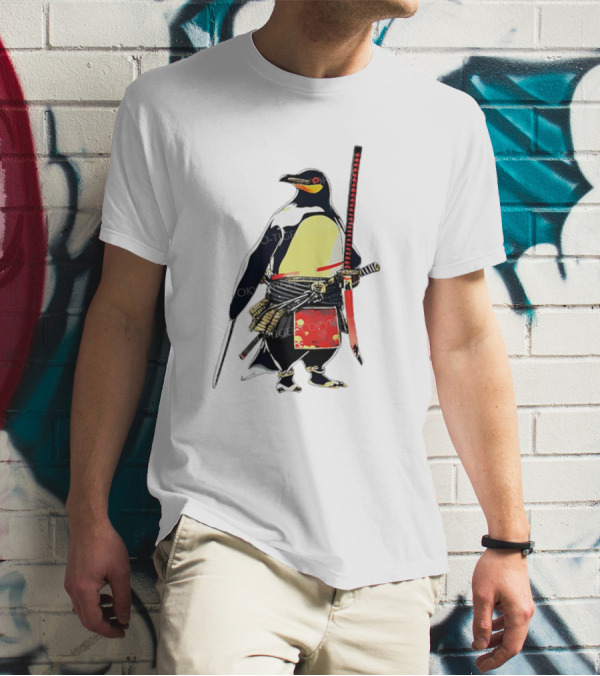 Samurai Penguin Katana Warrior With Traditional Armor T-Shirt