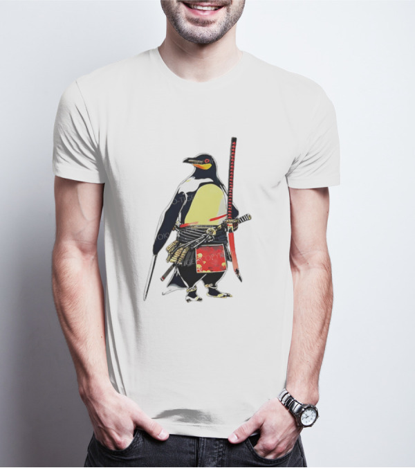 Samurai Penguin Katana Warrior With Traditional Armor T-Shirt