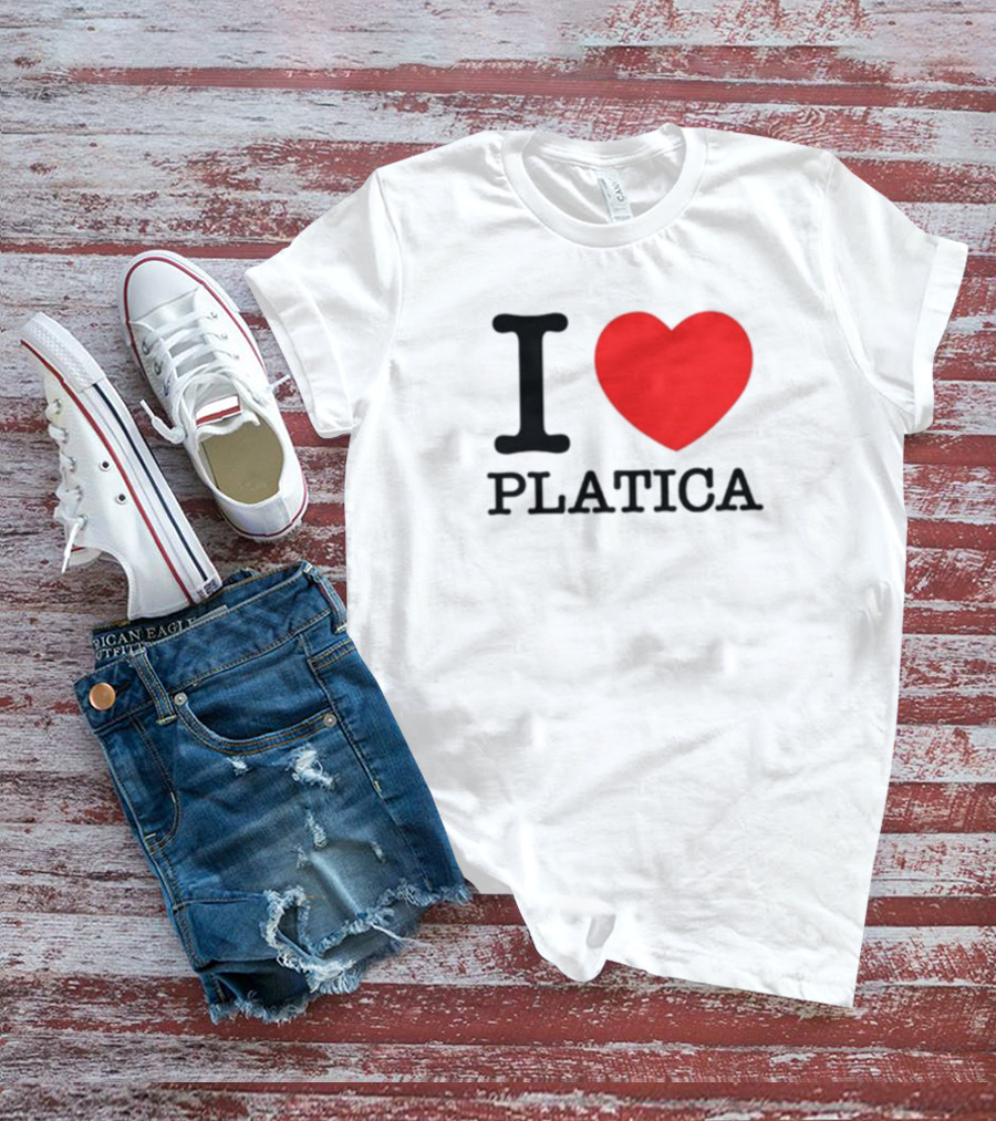 Sazonstudios I Heart Platica Bold Text Red Heart Design T-Shirt