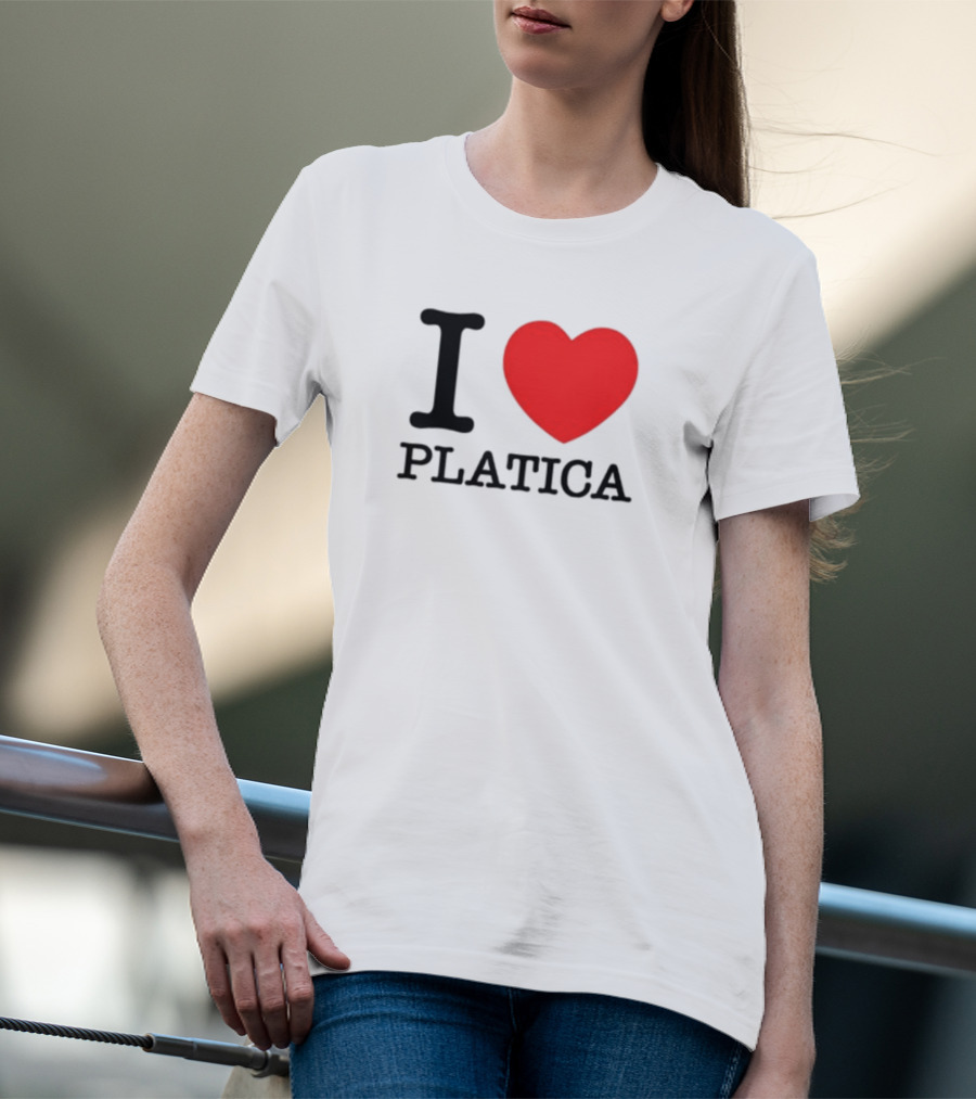 Sazonstudios I Heart Platica Bold Text Red Heart Design T-Shirt