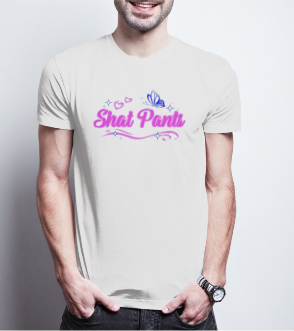 "Shat Pants Hearts And Butterfly Neon Graphic" T-Shirt