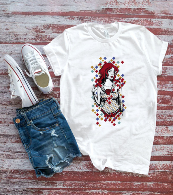 Redhead Warrior Sexy Girl Colorful Abstract Design T-Shirt