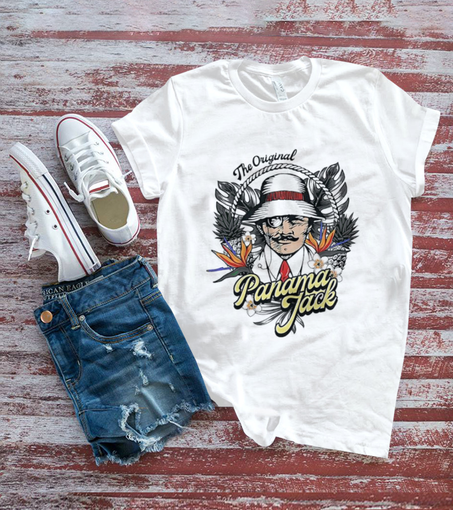 The Original Panama Jack Tropical Floral Mustache Hat T-Shirt