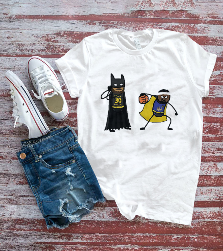 Batman Robin Stephen Curry Jimmy Butler Golden State Warriors Basketball Cartoon T-Shirt