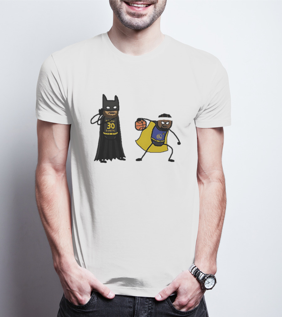 Batman Robin Stephen Curry Jimmy Butler Golden State Warriors Basketball Cartoon T-Shirt