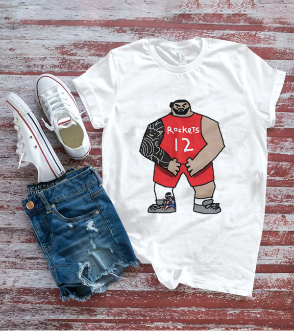 Houston Rockets Cartoon Figure No.12 Basketball Steven Adams T-Shirt