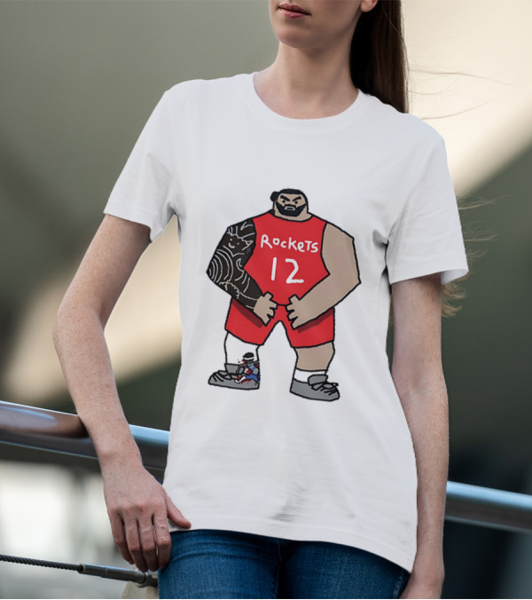 Houston Rockets Cartoon Figure No.12 Basketball Steven Adams T-Shirt