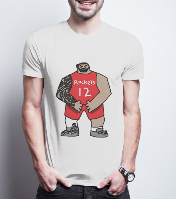 Houston Rockets Cartoon Figure No.12 Basketball Steven Adams T-Shirt