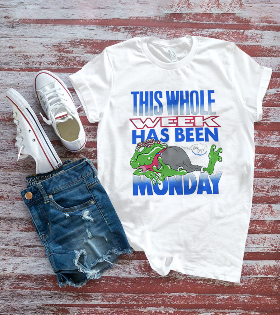 This Whole Week Has Been Monday Toad Cartoon Tired Frog T-Shirt
