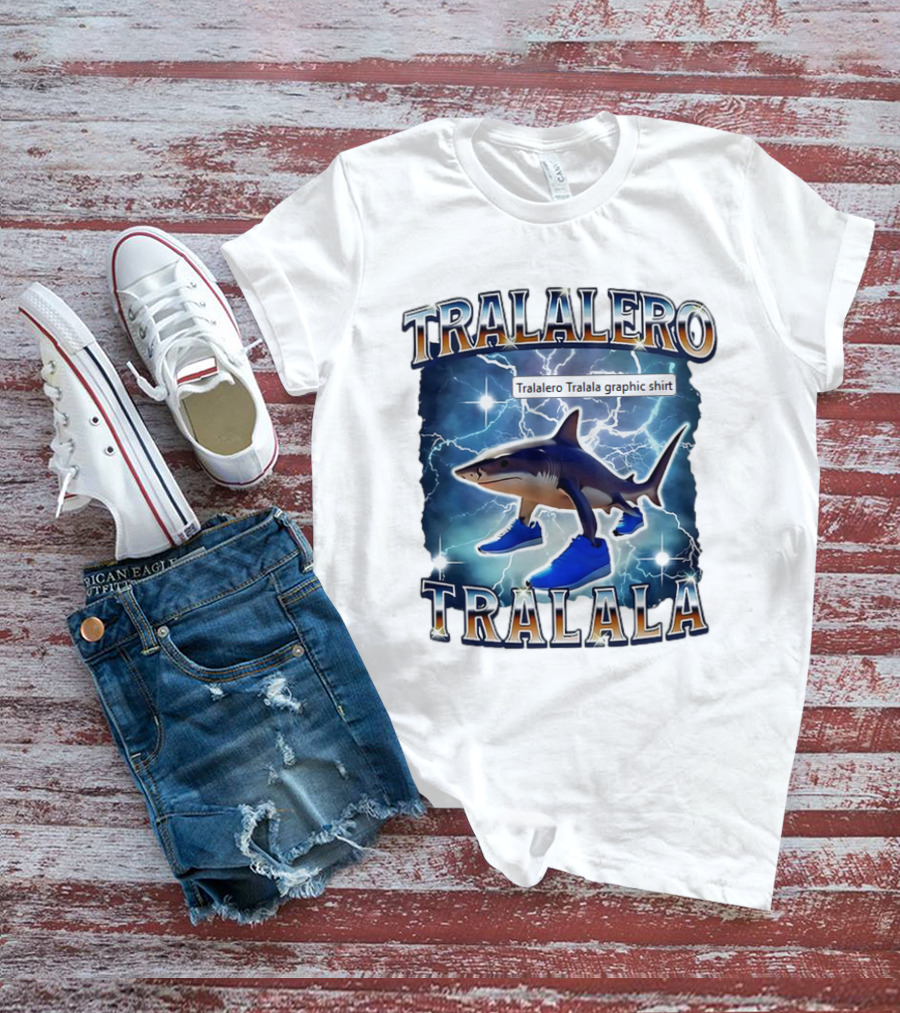 Tralalero Tralala Shark In Sneakers Electric Storm T-Shirt