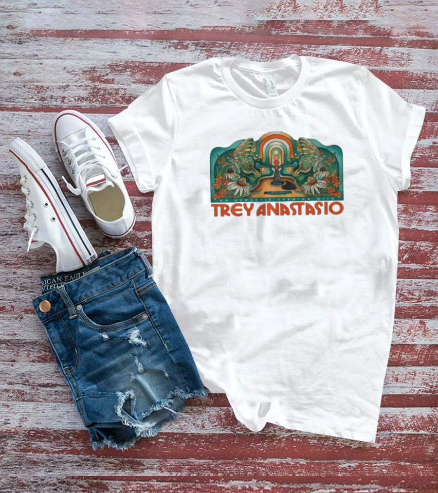 Trey Anastasio Acoustic Evening 2025 Rainbow Butterfly Guitar Floral Art T-Shirt