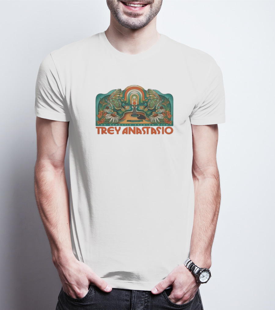 Trey Anastasio Acoustic Evening 2025 Rainbow Butterfly Guitar Floral Art T-Shirt