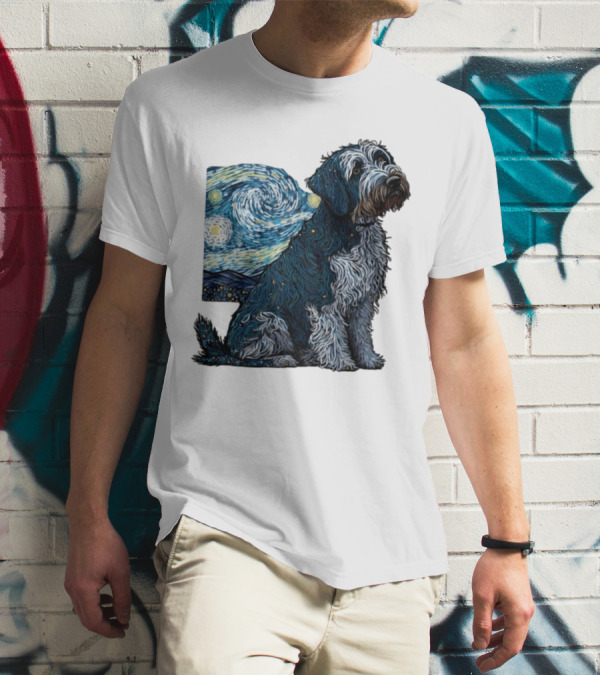 Van Gogh Starry Night Dog Painting Style T-Shirt