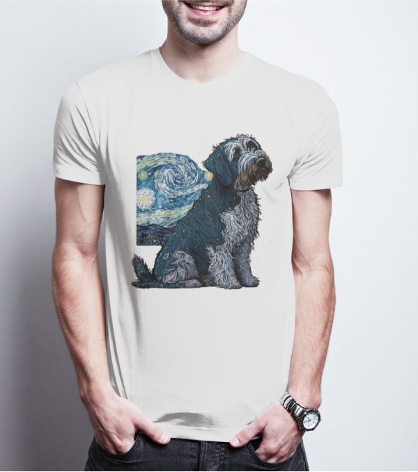 Van Gogh Starry Night Dog Painting Style T-Shirt