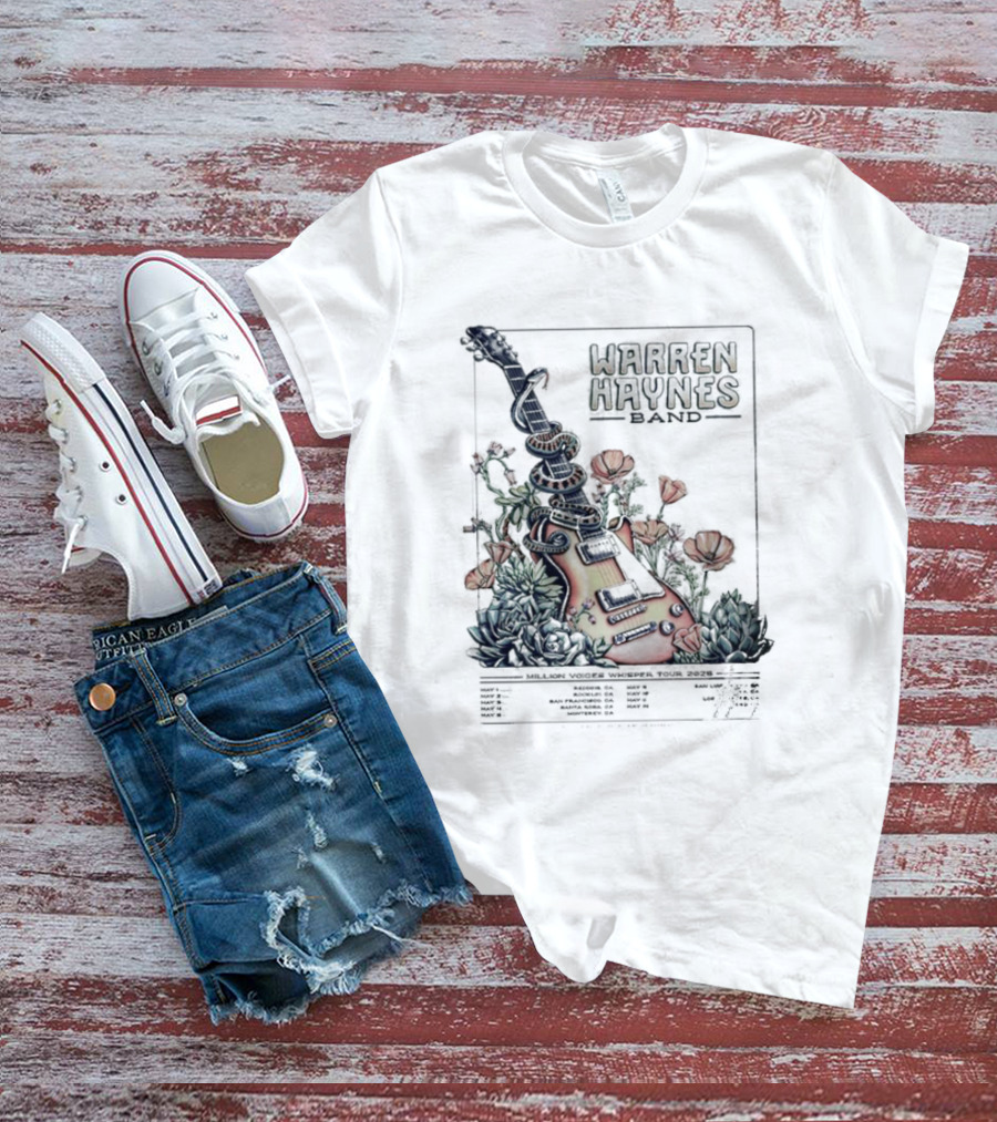 Warren Haynes Band Million Voices Whisper California Tour 2025 Guitar T-Shirt