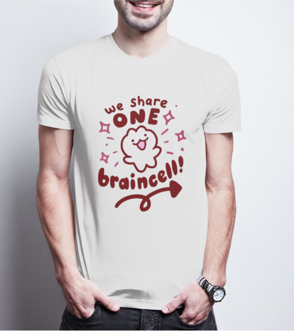 We Share One Braincell Cute Character With Heart And Sparkles T-Shirt