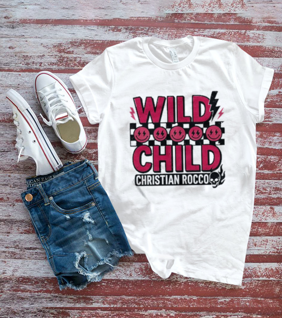 Wild Child Smiles Lightning Emojis Christian Rocco T-Shirt