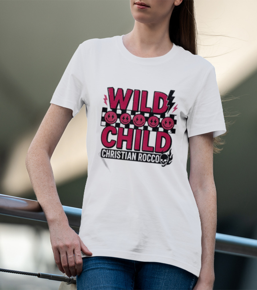 Wild Child Smiles Lightning Emojis Christian Rocco T-Shirt