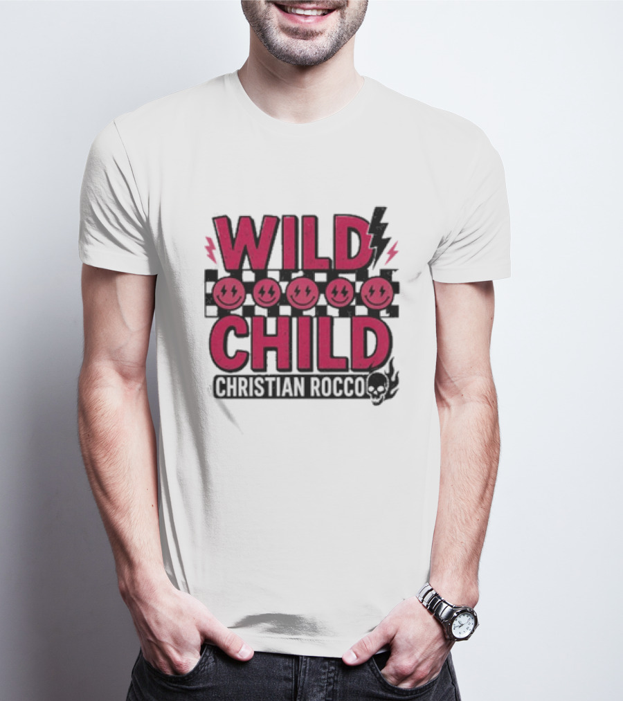 Wild Child Smiles Lightning Emojis Christian Rocco T-Shirt