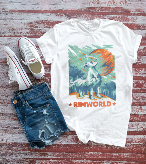 RimWorld Wisest Creature Celestial Spirit Wolf Planetary Backdrop T-Shirt