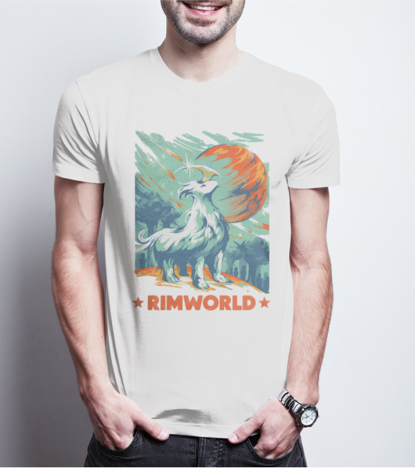 RimWorld Wisest Creature Celestial Spirit Wolf Planetary Backdrop T-Shirt