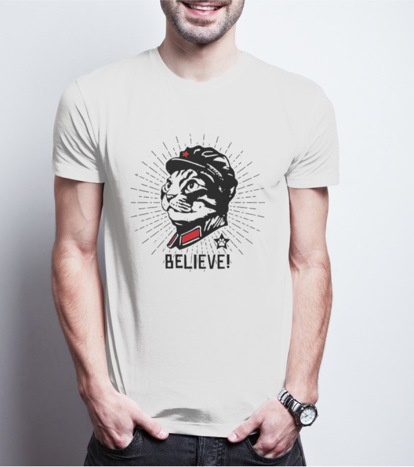 Trust Cat Chairman Believe Red Star Motivational Feline T-Shirt