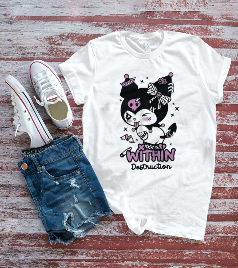 Within Destruction Devil Kitty Kuromi Skull And Bow Elements T-Shirt