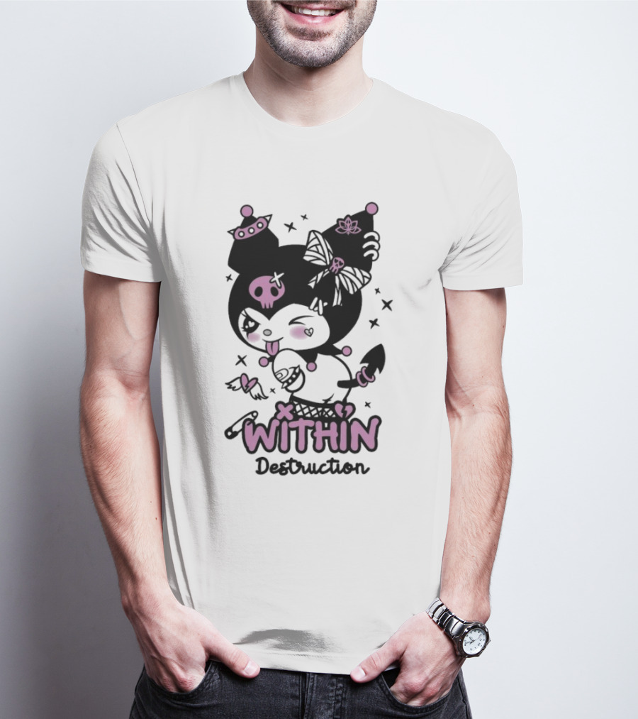 Within Destruction Devil Kitty Kuromi Skull And Bow Elements T-Shirt