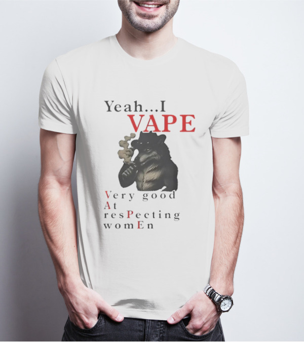 Yeah I Vape Respect Women Stylized Bear Smoking T-Shirt