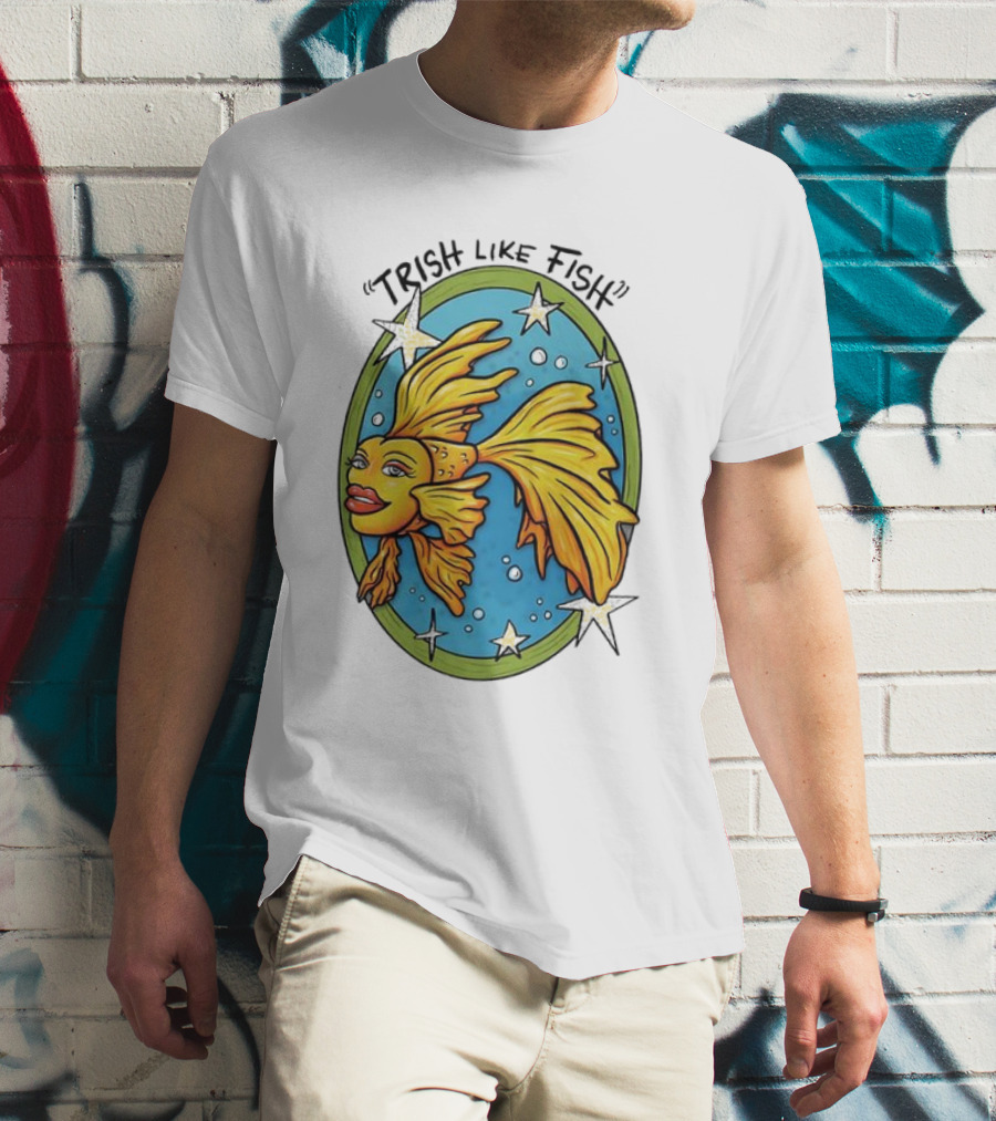 Trish Like Fish Goldfish With Stars And Bubbles T-Shirt