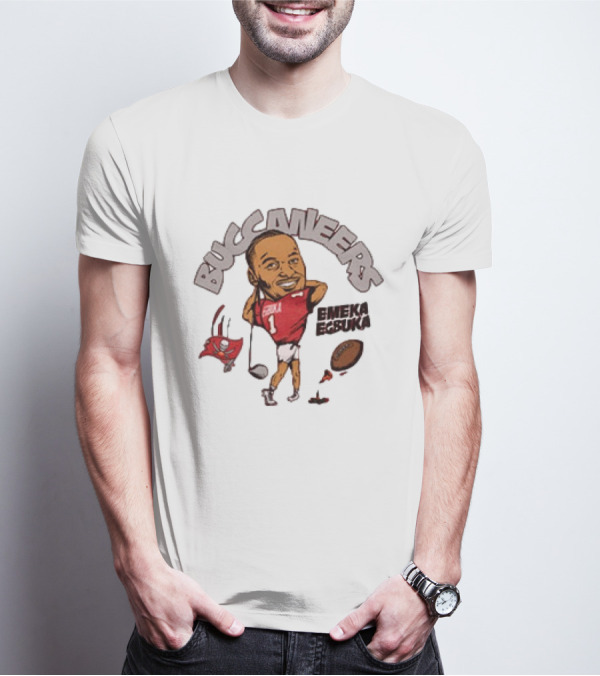 Tampa Bay Buccaneers Emeka Egbuka Football Cartoon Character Sports Fan Art T-Shirt